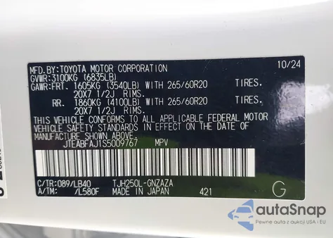 2025 Toyota Land Cruiser from USA, damaged, VIN JTEABFAJ1S5009767